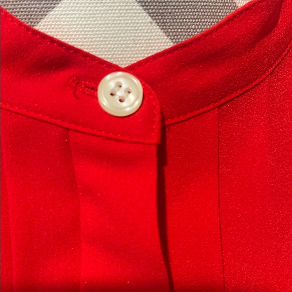 J.Crew Pleated Red Tuxedo Blouse Size L - Picture 4 of 8
